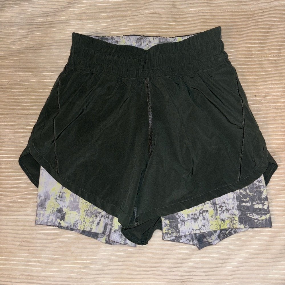 Lululemon Athletica Gray Athletic Shorts with Compression Liner